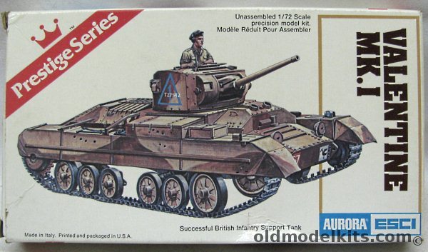 Aurora-ESCI 1/72 Valentine Mk.I Infantry Support Tank, 6223 plastic model kit
